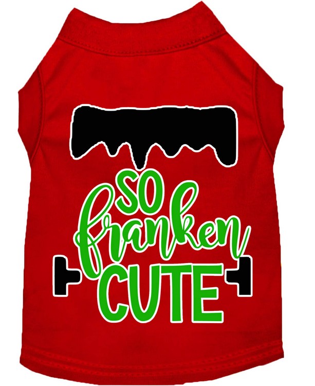 So Franken Cute Screen Print Dog Shirt Red XS